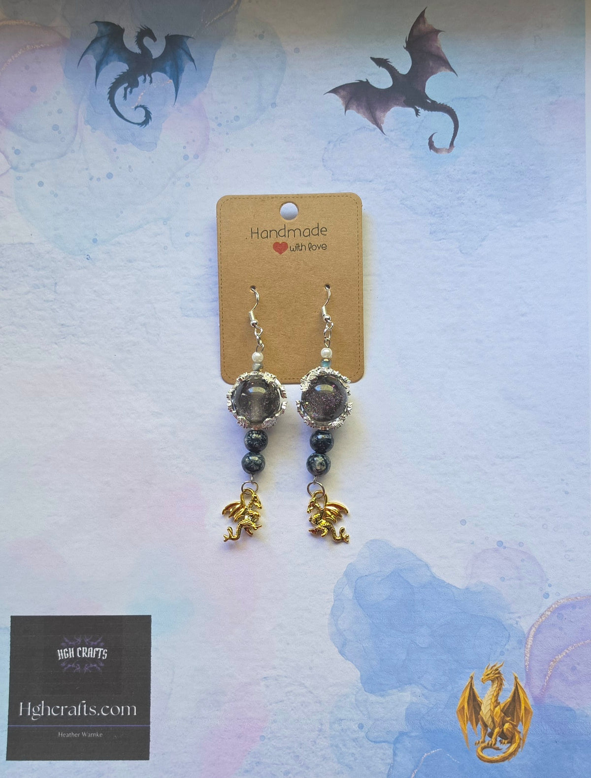Black and Gold Dragon Earrings