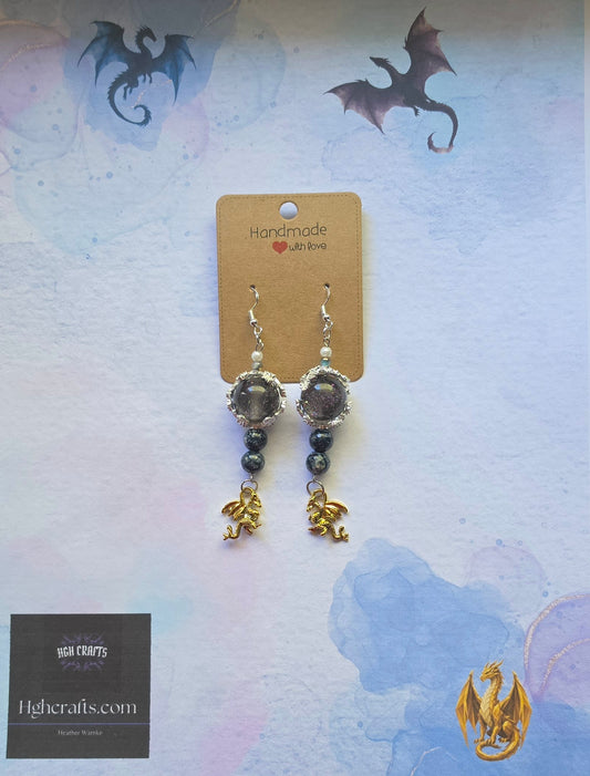 Black and Gold Dragon Earrings