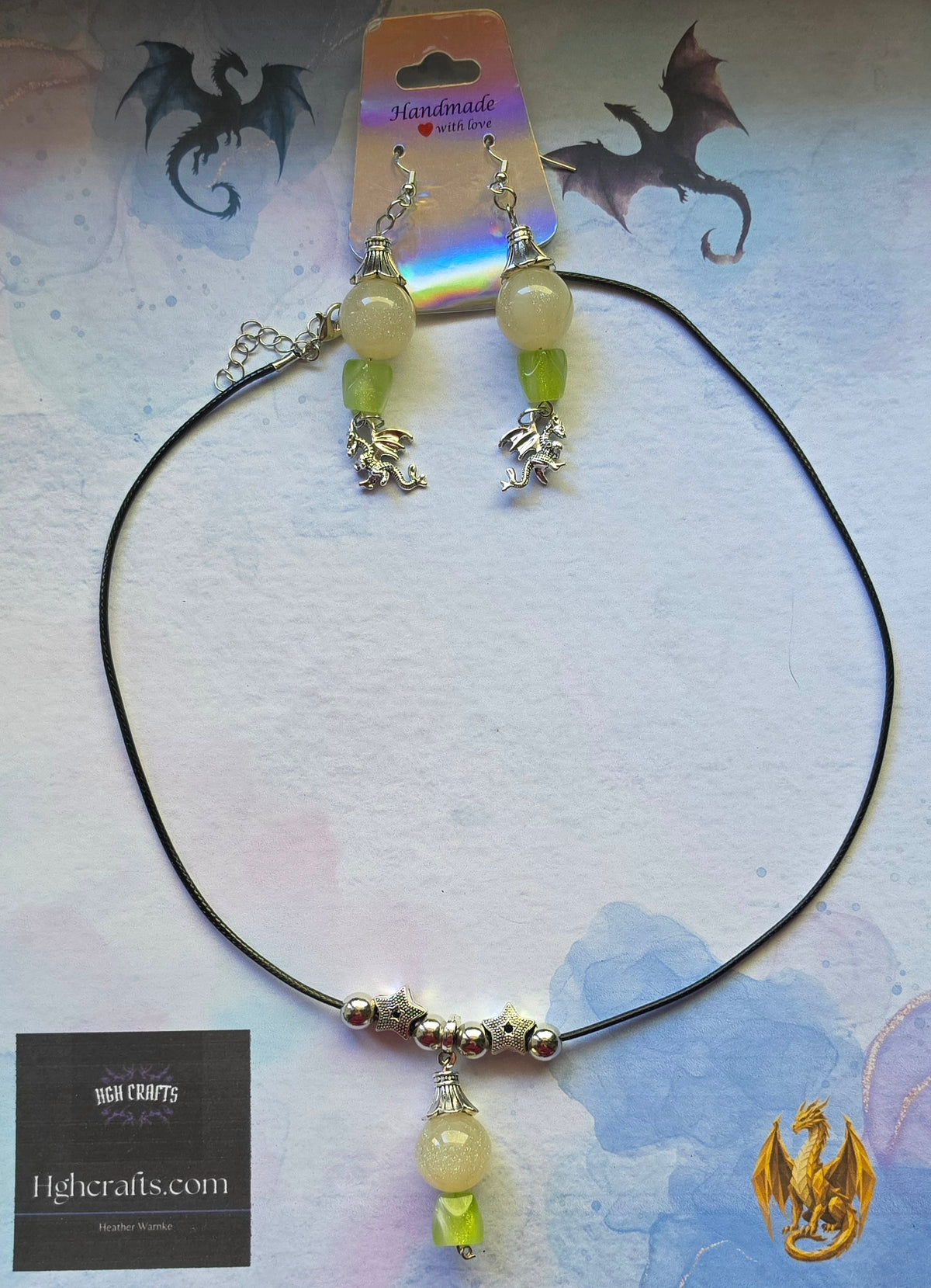 Green Dragon Earring and Necklace Set